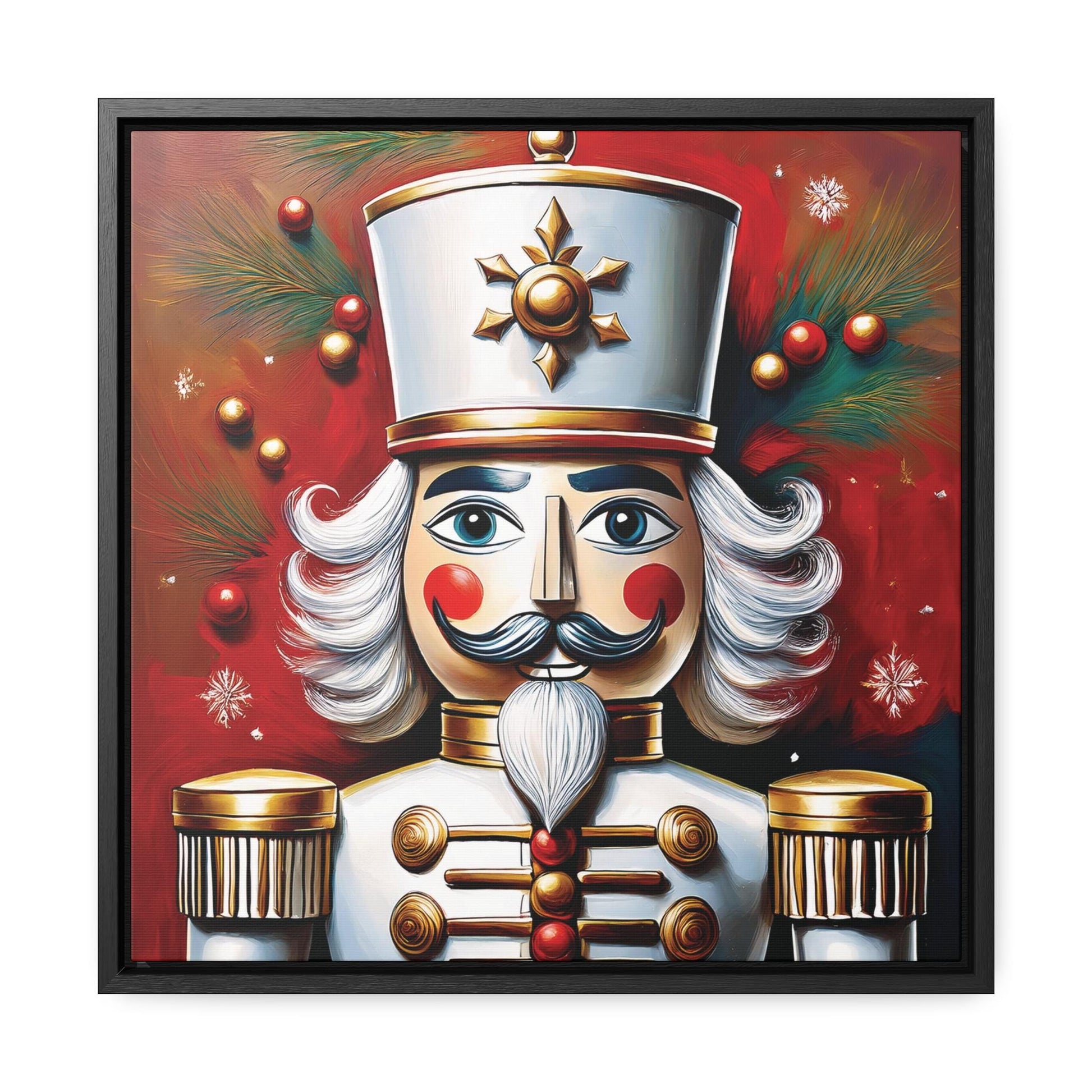 Nutcracker Christmas Framed Canvas Wall Art, Holiday Decor and Christmas Decorations, Colorful Christmas Themed Decor