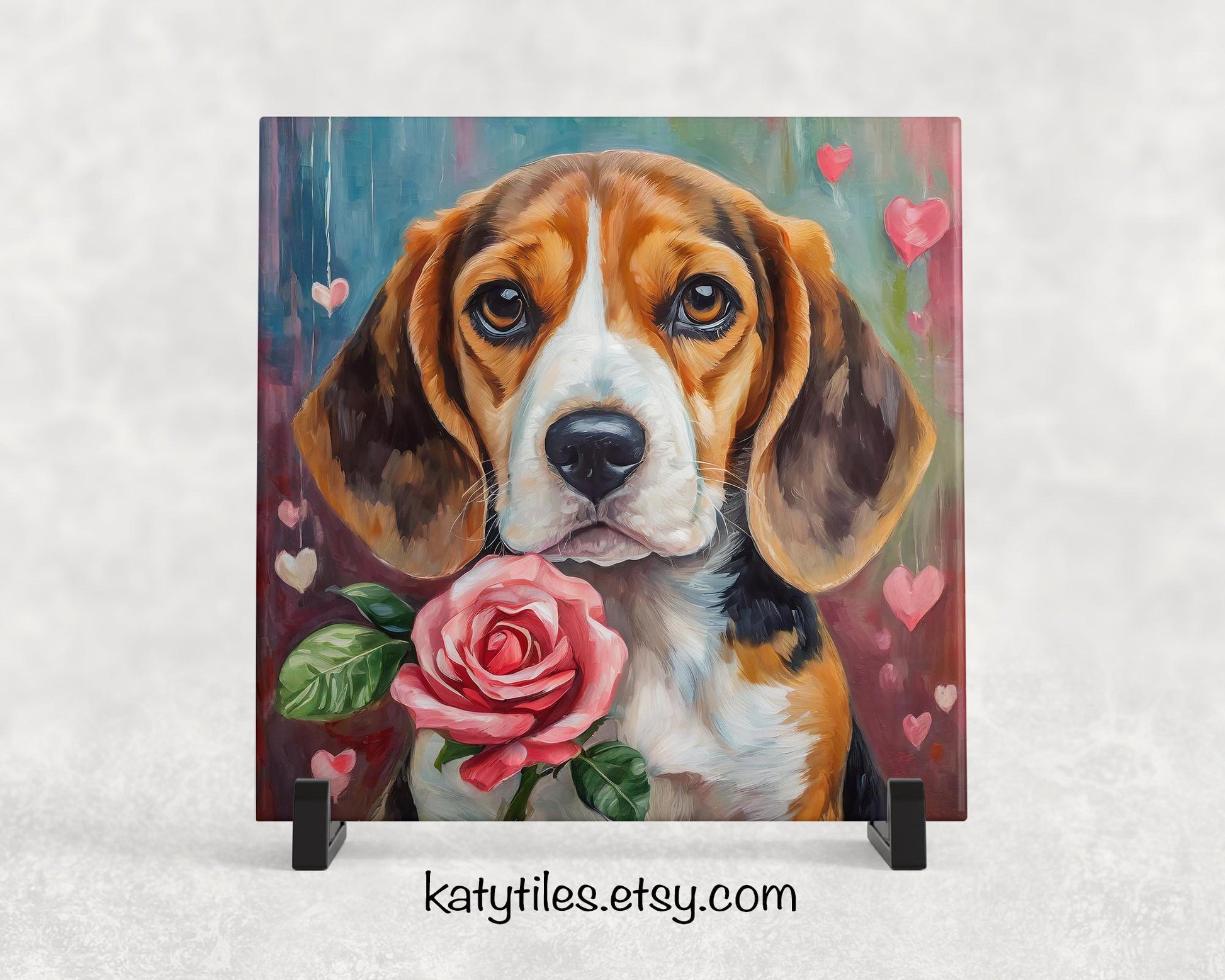 Beagle Heart Trivet - Valentine's Day Gift for Dog Lovers | Custom Hot Plate Coaster | Heart Rose Home Decor