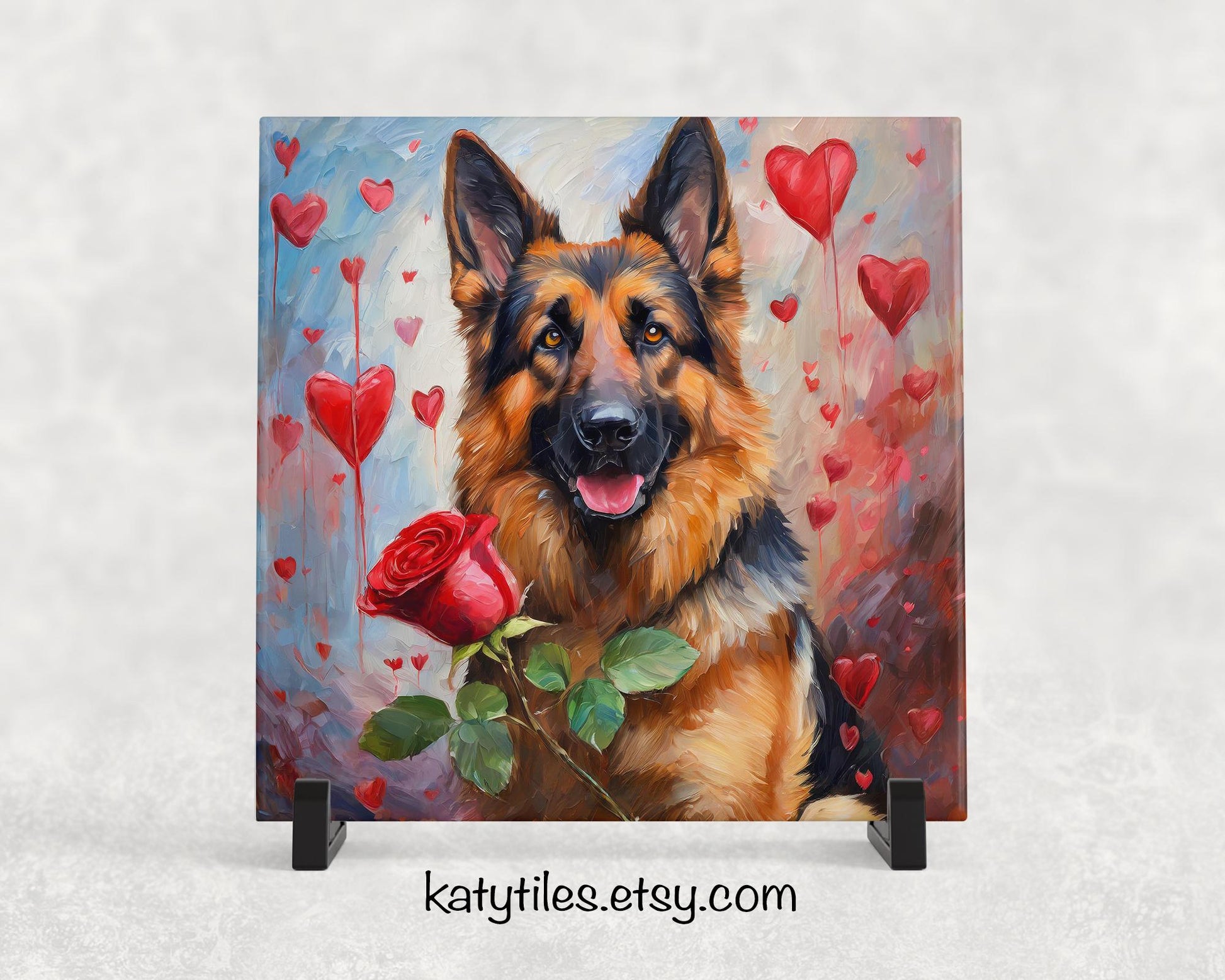 German Shepherd Heart Trivet - Valentine's Day Gift for Dog Lovers | Custom Hot Plate Coaster | Heart Rose Home Decor