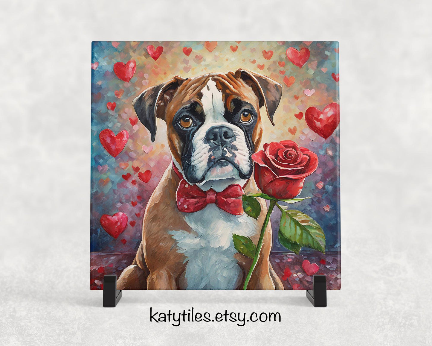 Boxer Heart Trivet - Valentine's Day Gift for Dog Lovers | Custom Hot Plate Coaster | Heart Rose Home Decor