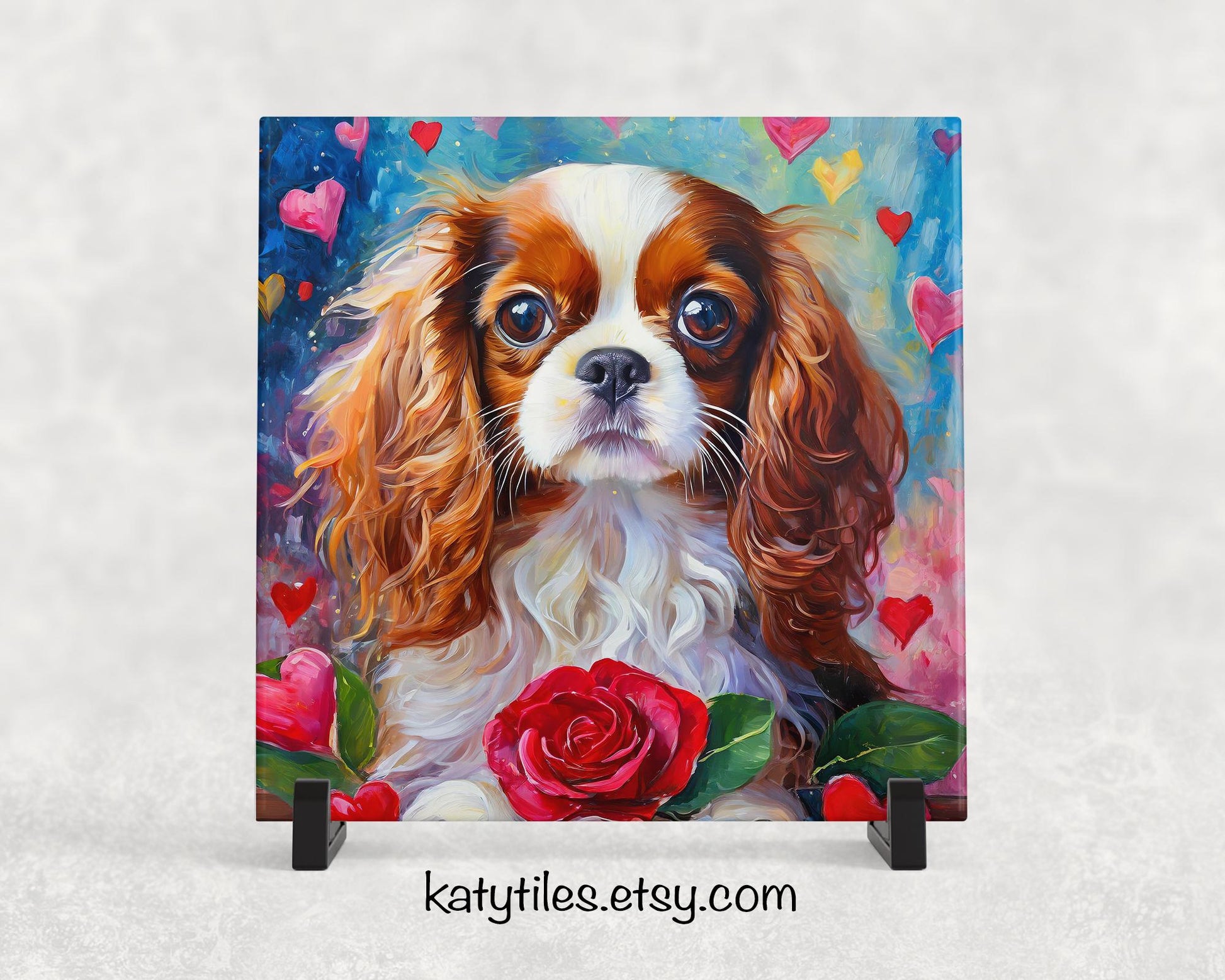 King Charles Spaniel Heart Trivet - Valentine's Day Gift for Dog Lovers | Custom Hot Plate Coaster | Heart Rose Home Decor