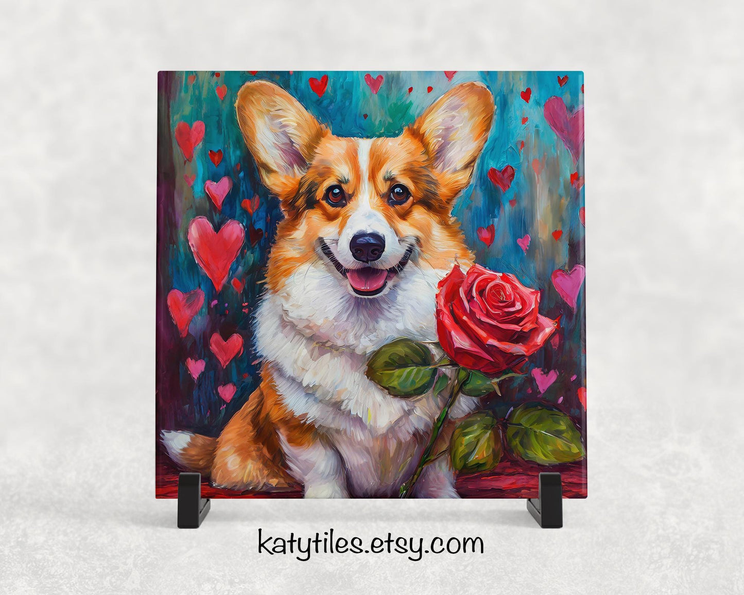 Corgi Heart Trivet - Valentine's Day Gift for Dog Lovers | Custom Hot Plate Coaster | Heart Rose Home Decor