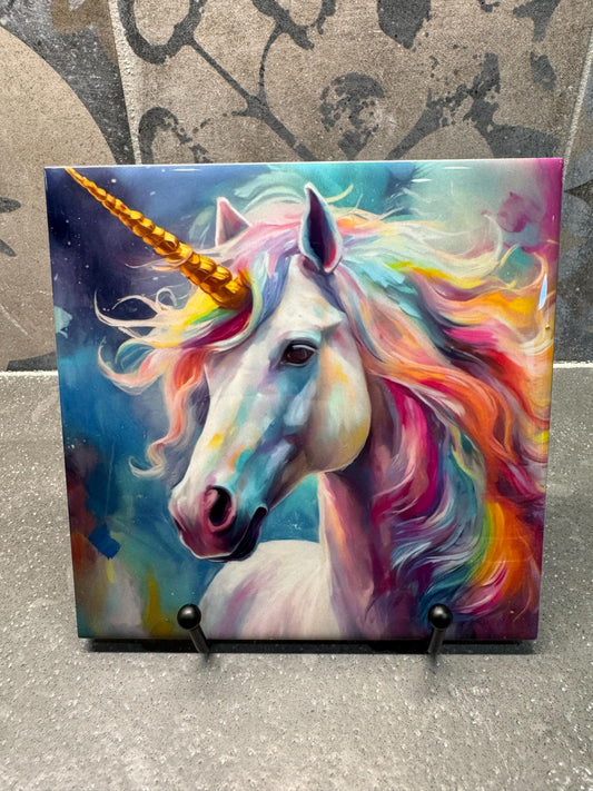 3 DESIGNS! Rainbow Unicorn Ceramic Tile Trivet/Coaster – 6x6 Handmade Whimsical Kitchen Decor, Gift for Unicorn Lovers, Made in USA