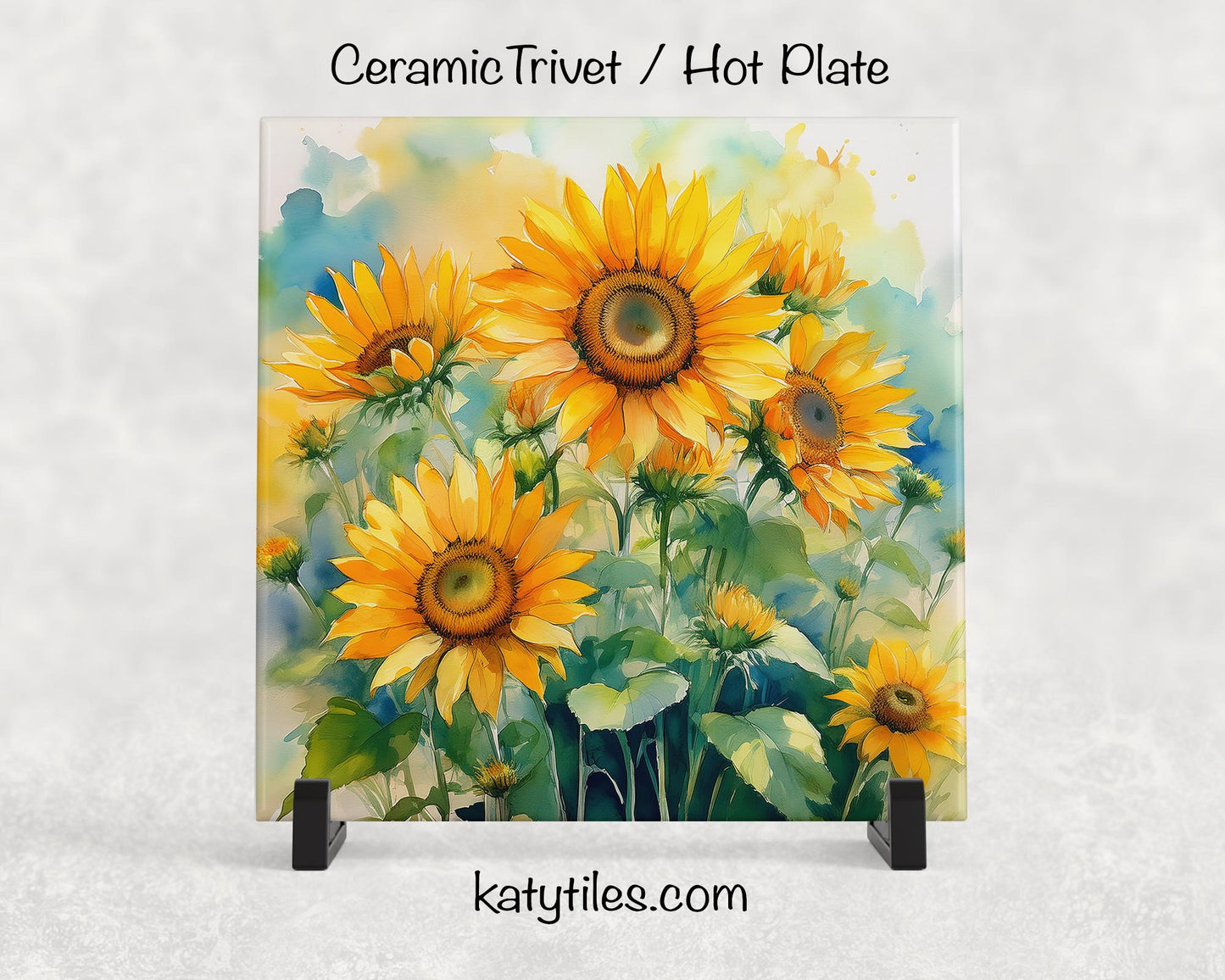 5 Designs! Sunflowers Ceramic Tile Trivet/Coaster – 6x6 Handmade Floral Kitchen Decor, Bright Botanical Gift, Made in USA