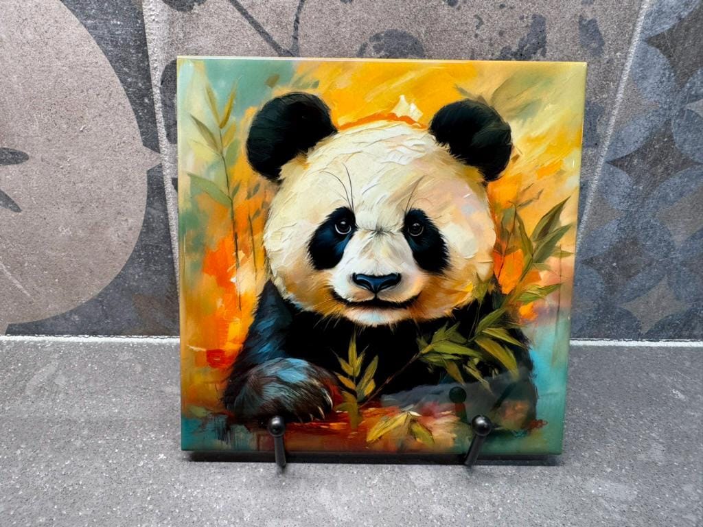 3 Designs! Panda Ceramic Tile Trivet/Coaster – 6x6 Handmade Wildlife Kitchen Decor, Bamboo Bear Gift, Made in USA