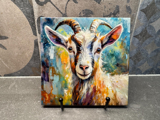 Goat Ceramic Tile Trivet/Coaster – 6x6 Handmade Farmhouse Kitchen Decor, Country Gift, Made in USA