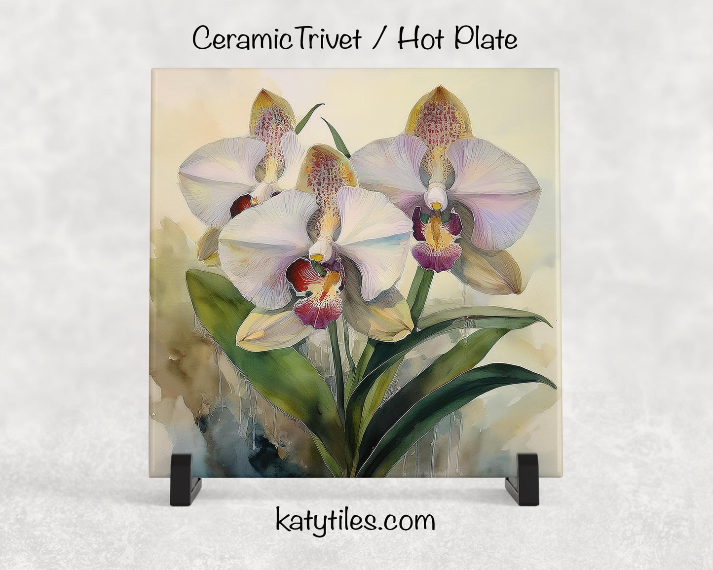 5 Designs! Moth Orchid (Phalaenopsis) Ceramic Tile Trivet/Coaster – 6x6 Handmade Floral Kitchen Decor, Botanical Gift, Made in USA