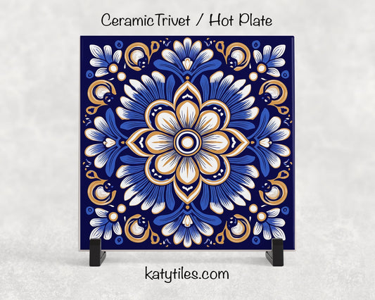 8 Designs! Talavera-Style Ceramic Tile Trivet/Coaster – 6x6 Handmade Mexican Style Tile Floral Kitchen Decor, Colorful Boho Gift