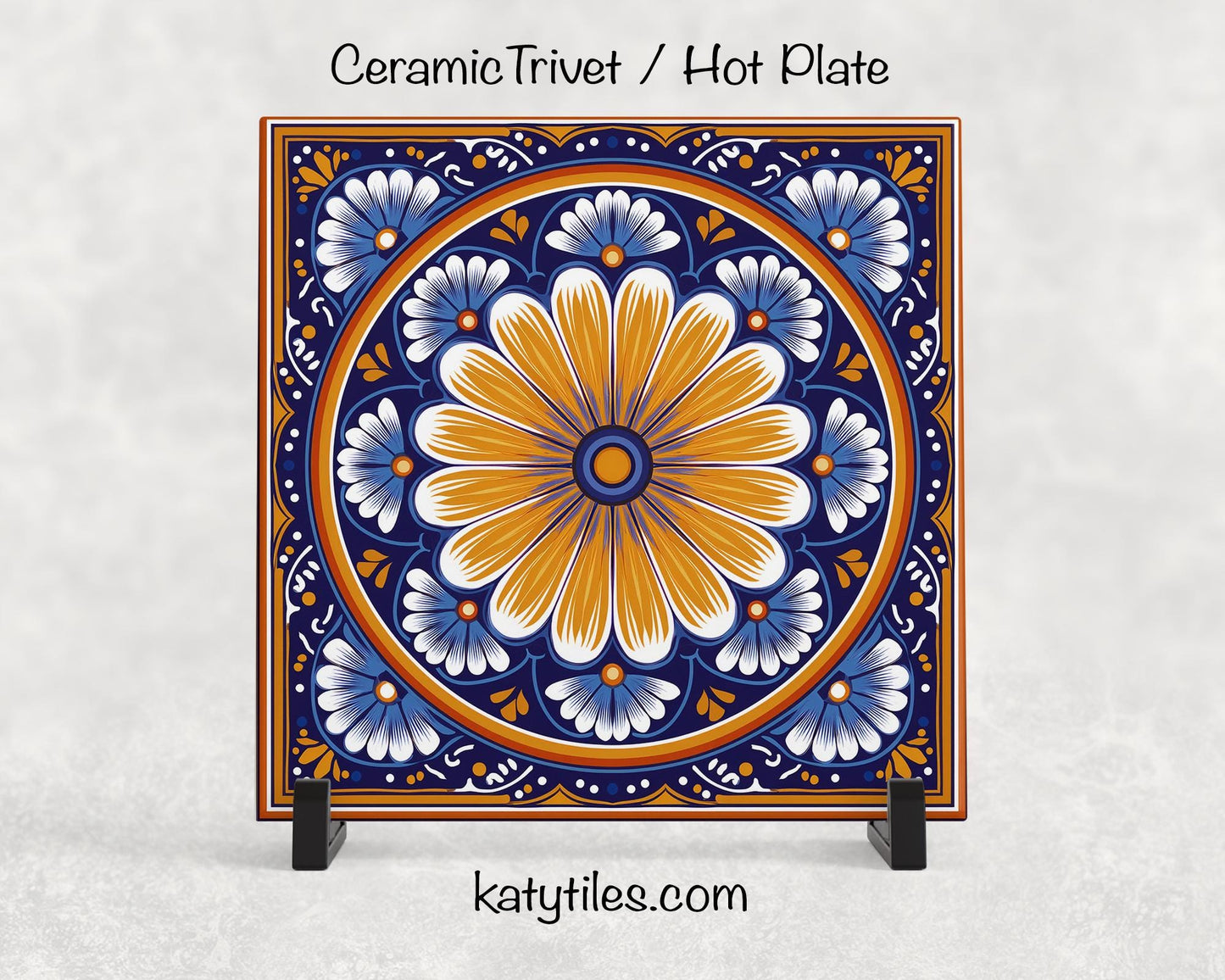 8 Designs! Talavera-Style Ceramic Tile Trivet/Coaster – 6x6 Handmade Mexican Style Tile Floral Kitchen Decor, Colorful Boho Gift