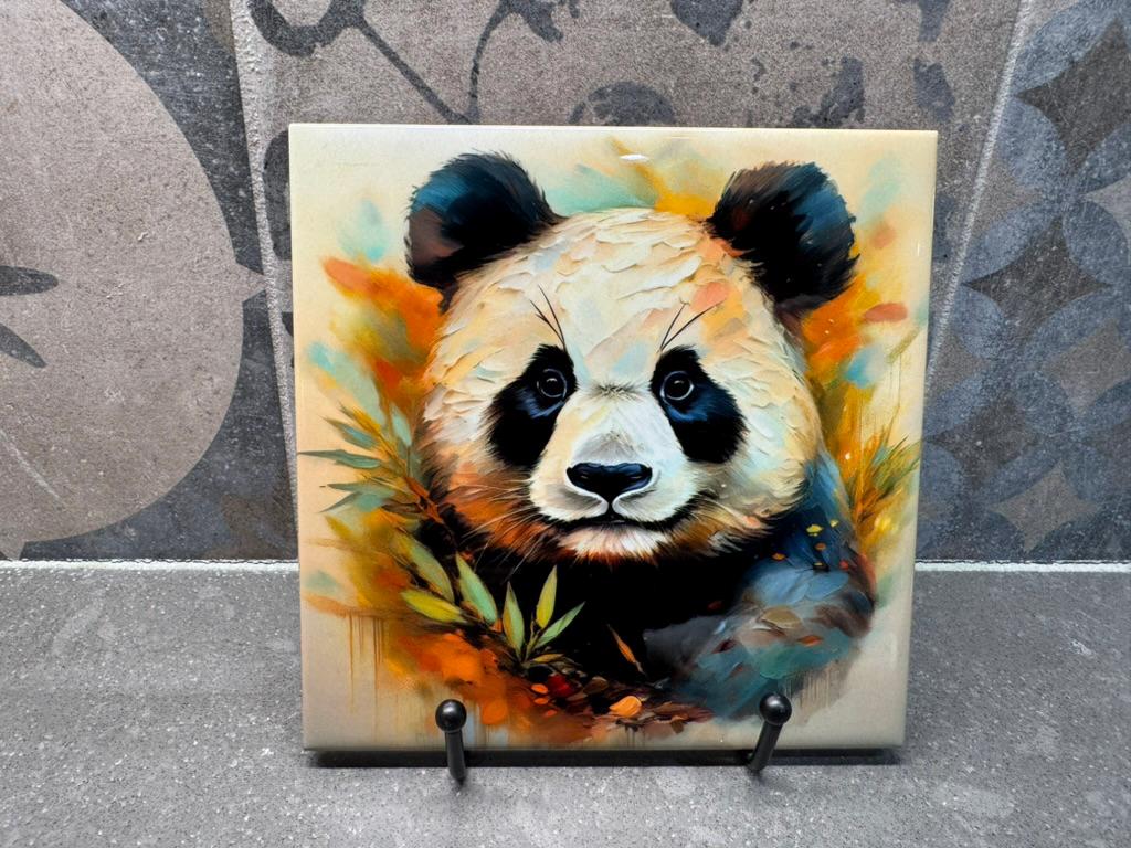 3 Designs! Panda Ceramic Tile Trivet/Coaster – 6x6 Handmade Wildlife Kitchen Decor, Bamboo Bear Gift, Made in USA