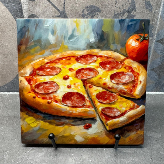 2 Designs! Pizza Ceramic Tile Trivet/Coaster – 6x6 Handmade Kitchen Decor, Fun Foodie Gift, Made in USA