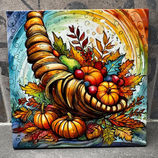 3 Designs! Thanksgiving Ceramic Tile Trivet/Coaster – 6x6 Handmade Fall/Autumn Kitchen Decor, Hostess Gift, Made in USA