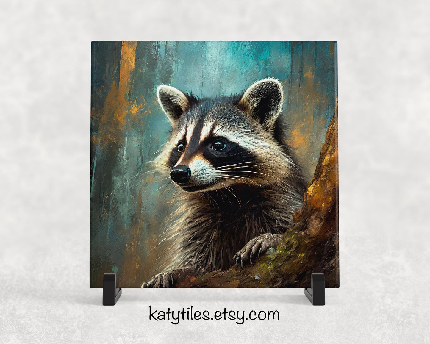 Two Designs! Raccoon Ceramic Tile Trivet/Coaster – 6x6 Handmade Woodland Kitchen Decor, Made in USA