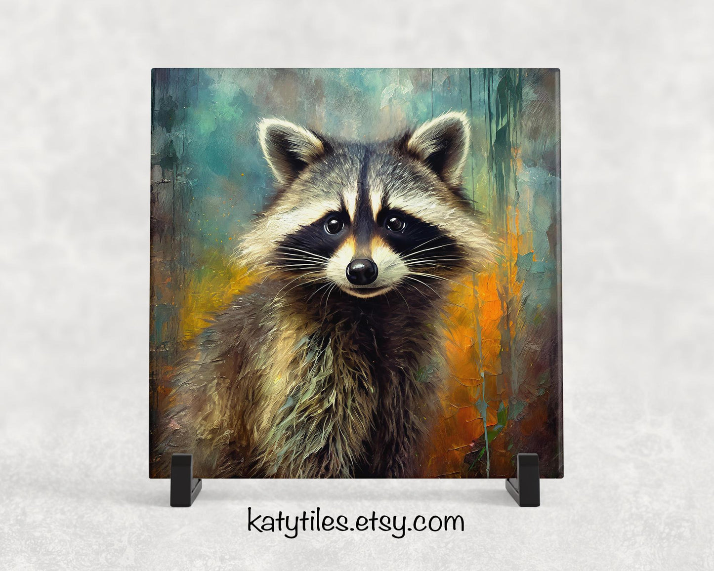 Two Designs! Raccoon Ceramic Tile Trivet/Coaster – 6x6 Handmade Woodland Kitchen Decor, Made in USA