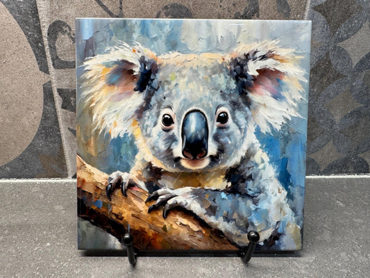 Koala Ceramic Tile Trivet/Coaster – 6x6 Handmade Wildlife Kitchen Decor, Cute Animal Art, Made in USA