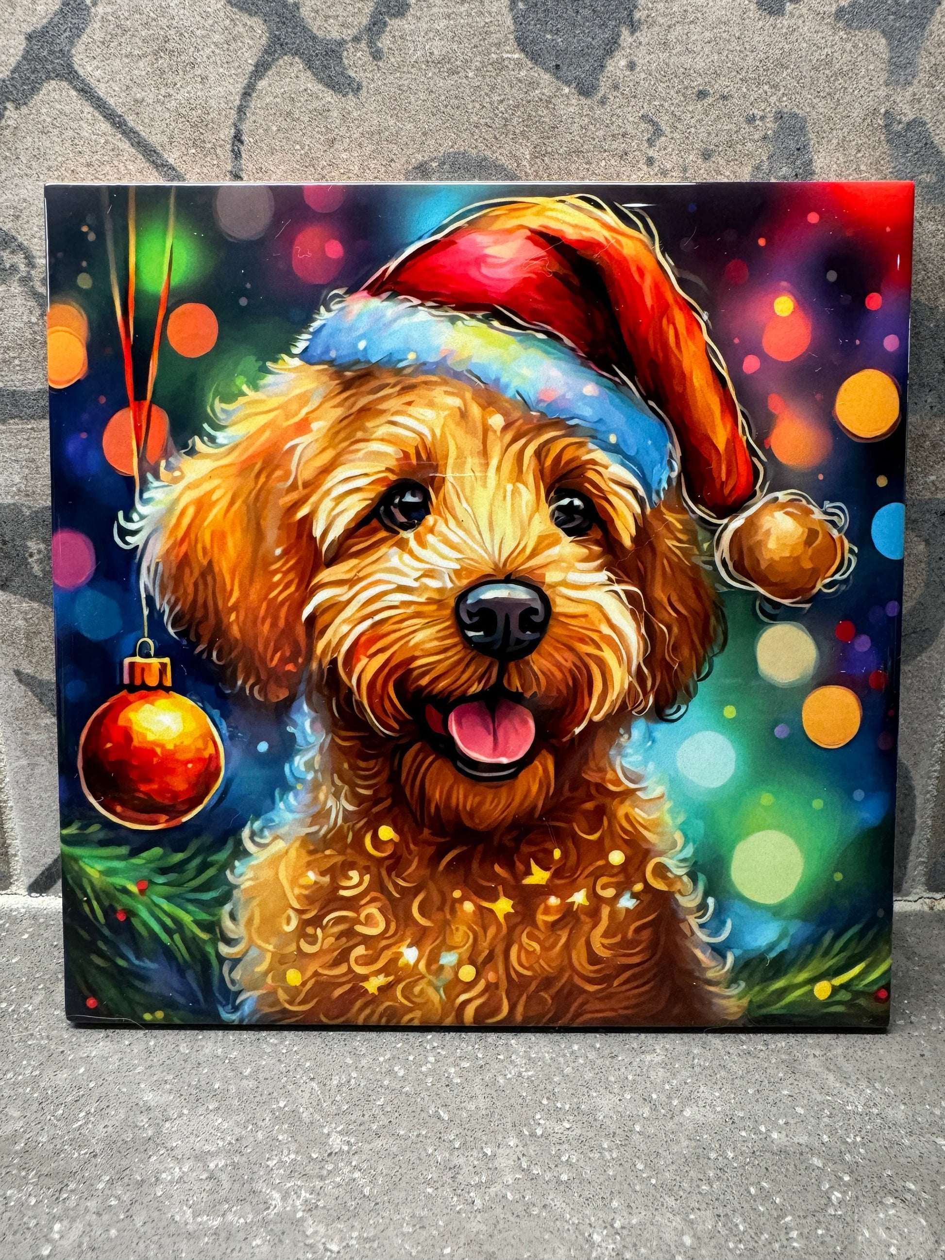 64 Designs! Ceramic Trivet Christmas Goldendoodle. Trivets For Hot Dishes. Hot Pads. Coaster. Tile Trivet. Tile Trivet. Hot Plate.