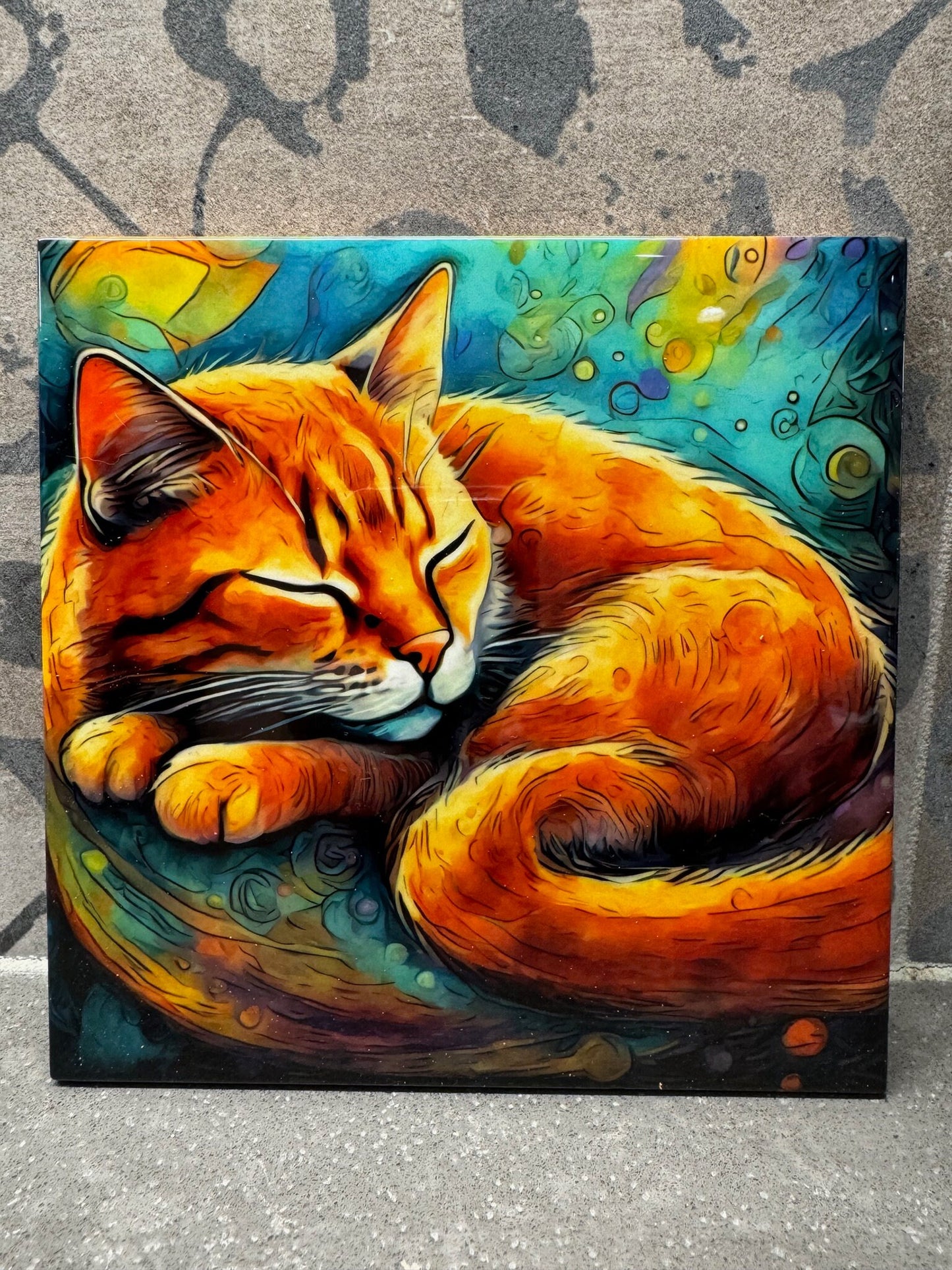 Ginger Cat Trivet. Orange Cat Trivet. Hot Plate. 6"x6" Trivet. Cat Coaster. Orange Cat Decor. Kitchen Decor. Ginger Cat Decor.