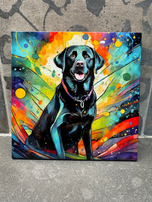 Black Lab Trivet. Black Labrador Retriever Trivet. Hot Plate. 6"x6" Trivet. Black Lab Coaster. Black Lab Decor. Black Lab Art.