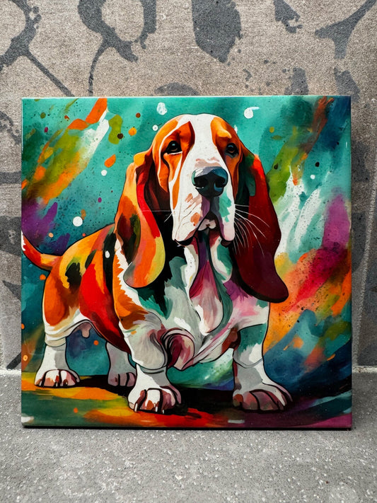 Basset Hound Trivet. Basset Hound Trivets. Hot Plate. 6"x6" Trivet. Basset Hound Coaster. Basset Hound Decor. Basset Hound Art.