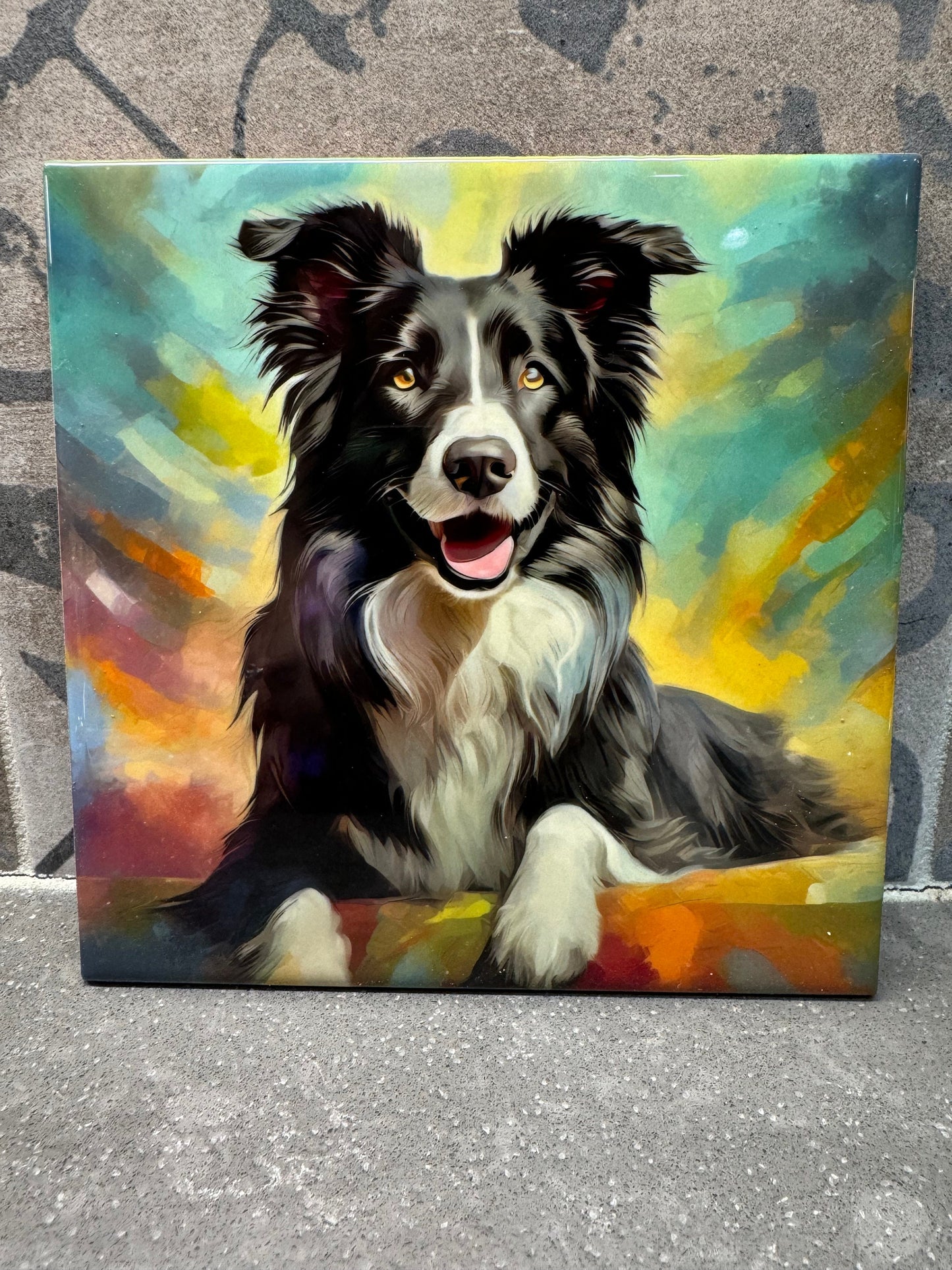 Border Collie Trivet for Hot Dishes. 6"x6" Hot Plate. Border Collie Coaster. Border Collie Decor. Border Collie Art. Border Collie Gift.