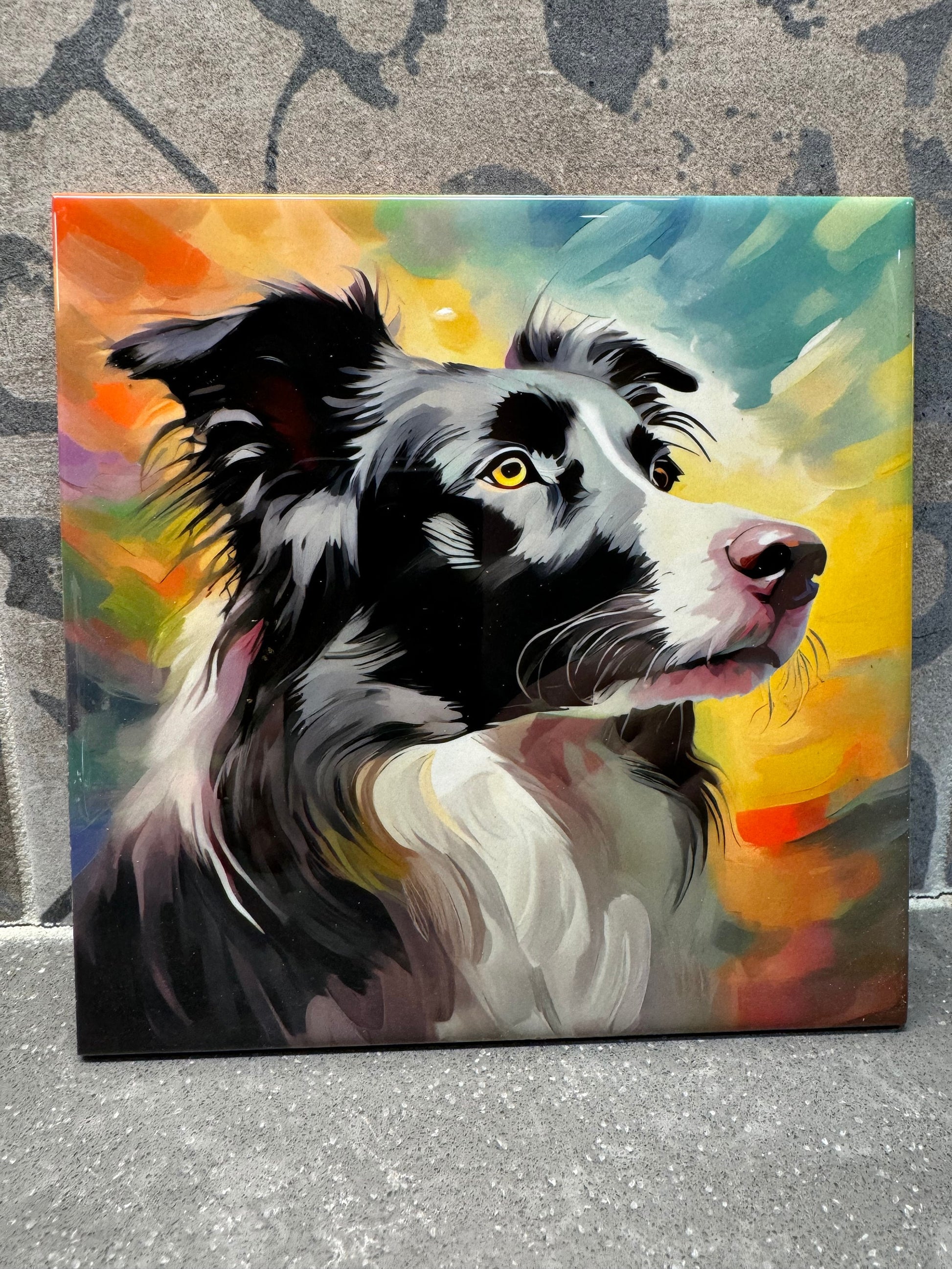 Border Collie Trivet for Hot Dishes. 6"x6" Hot Plate. Border Collie Coaster. Border Collie Decor. Border Collie Art. Border Collie Gift.