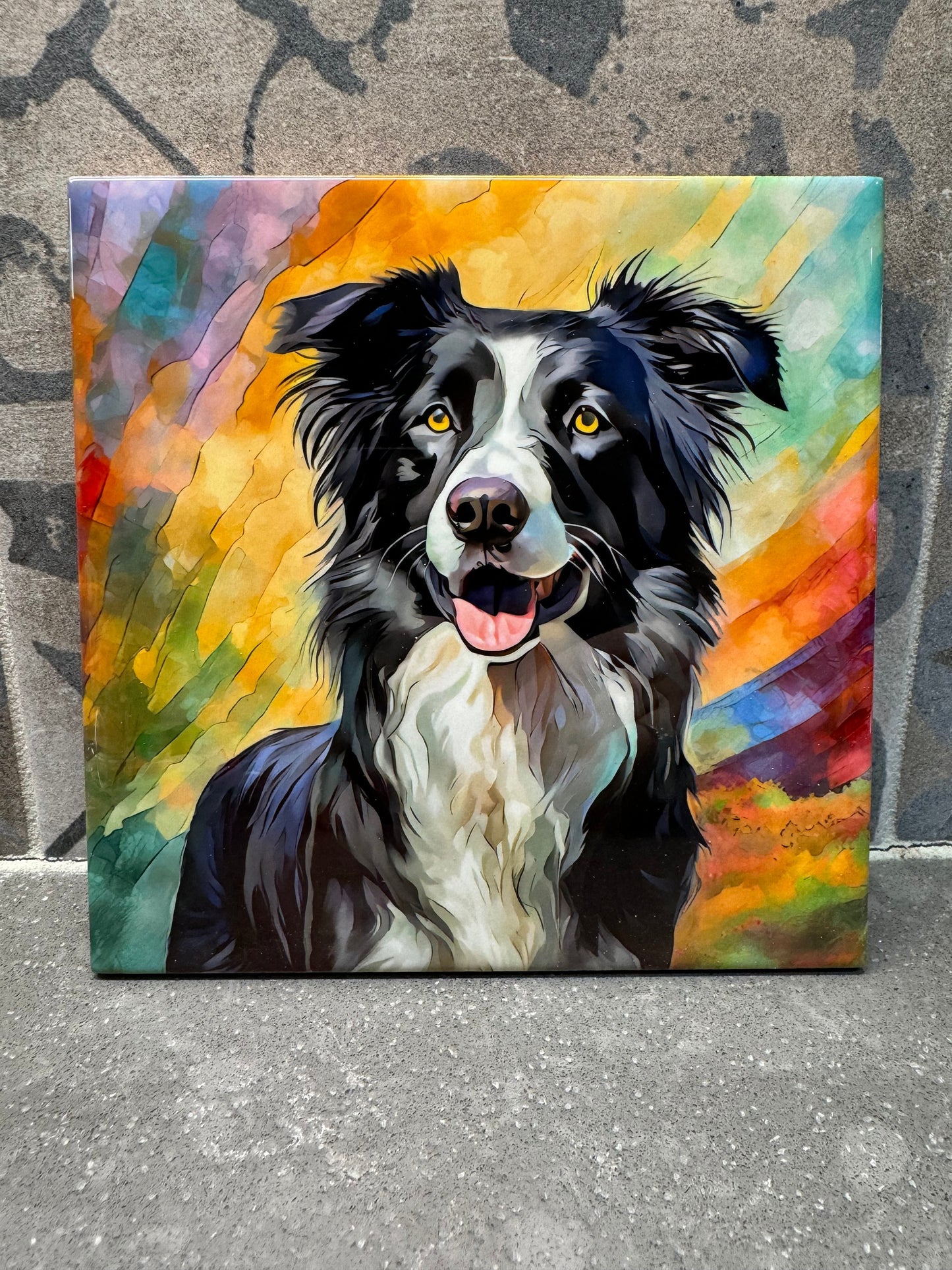 Border Collie Trivet for Hot Dishes. 6"x6" Hot Plate. Border Collie Coaster. Border Collie Decor. Border Collie Art. Border Collie Gift.