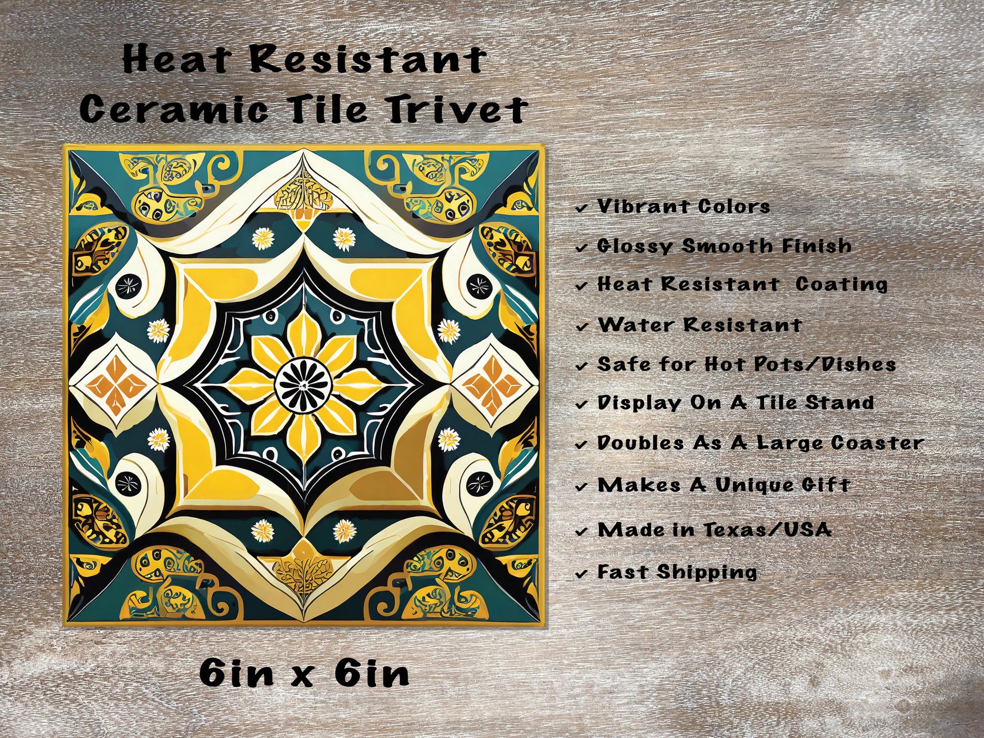 96 Designs! 6x6 Ceramic Tile Trivet. Mexican Style Tile Trivet for Hot Dishes. Mexican Tile Coaster. Mexican Ceramic Tile Art.