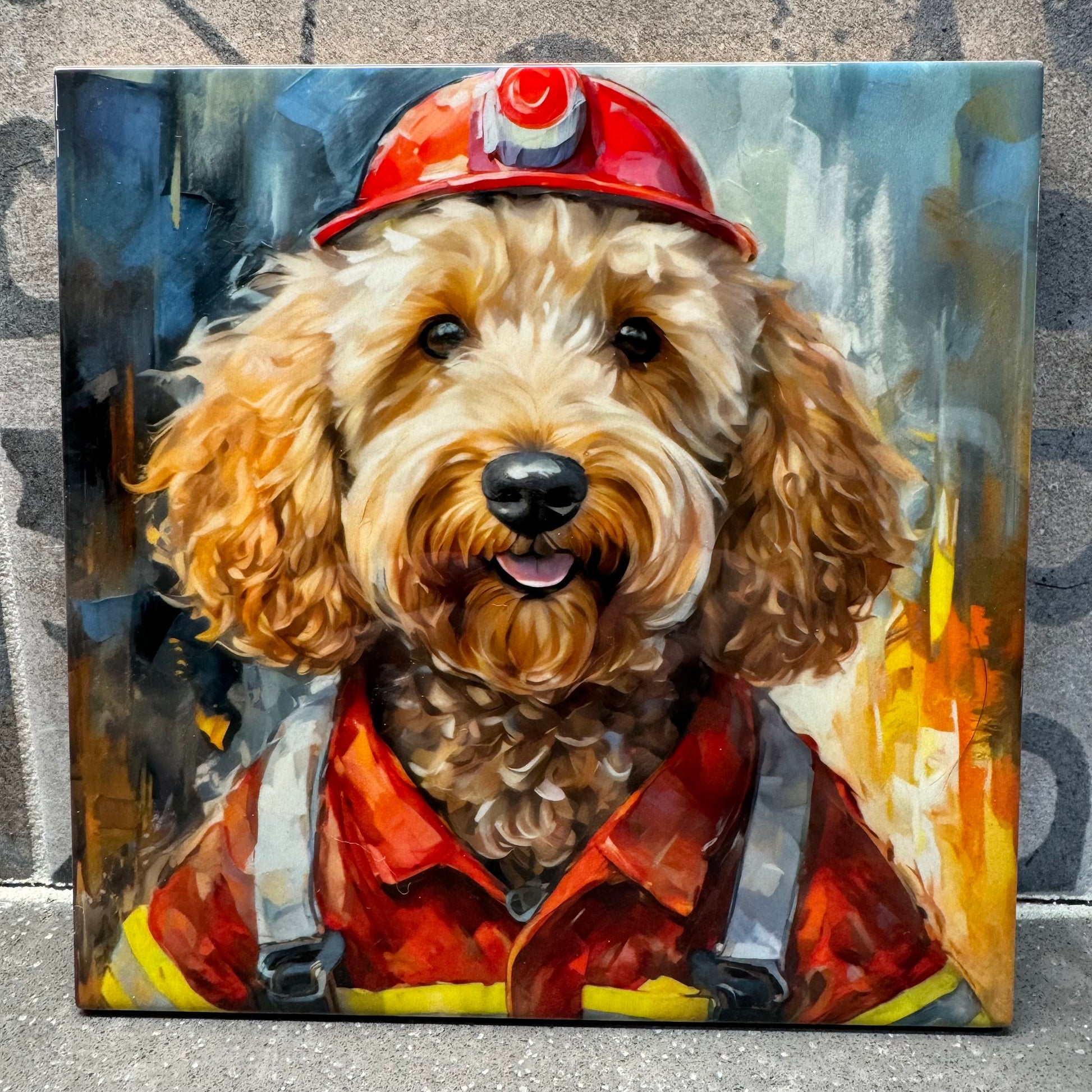 8 Designs! Doodle Fireman. Trivet for Hot Dishes. 6"x6" Hot Plate. Doodle Decor. Doodle Art. Doodle gifts. Gifts for Firemen.