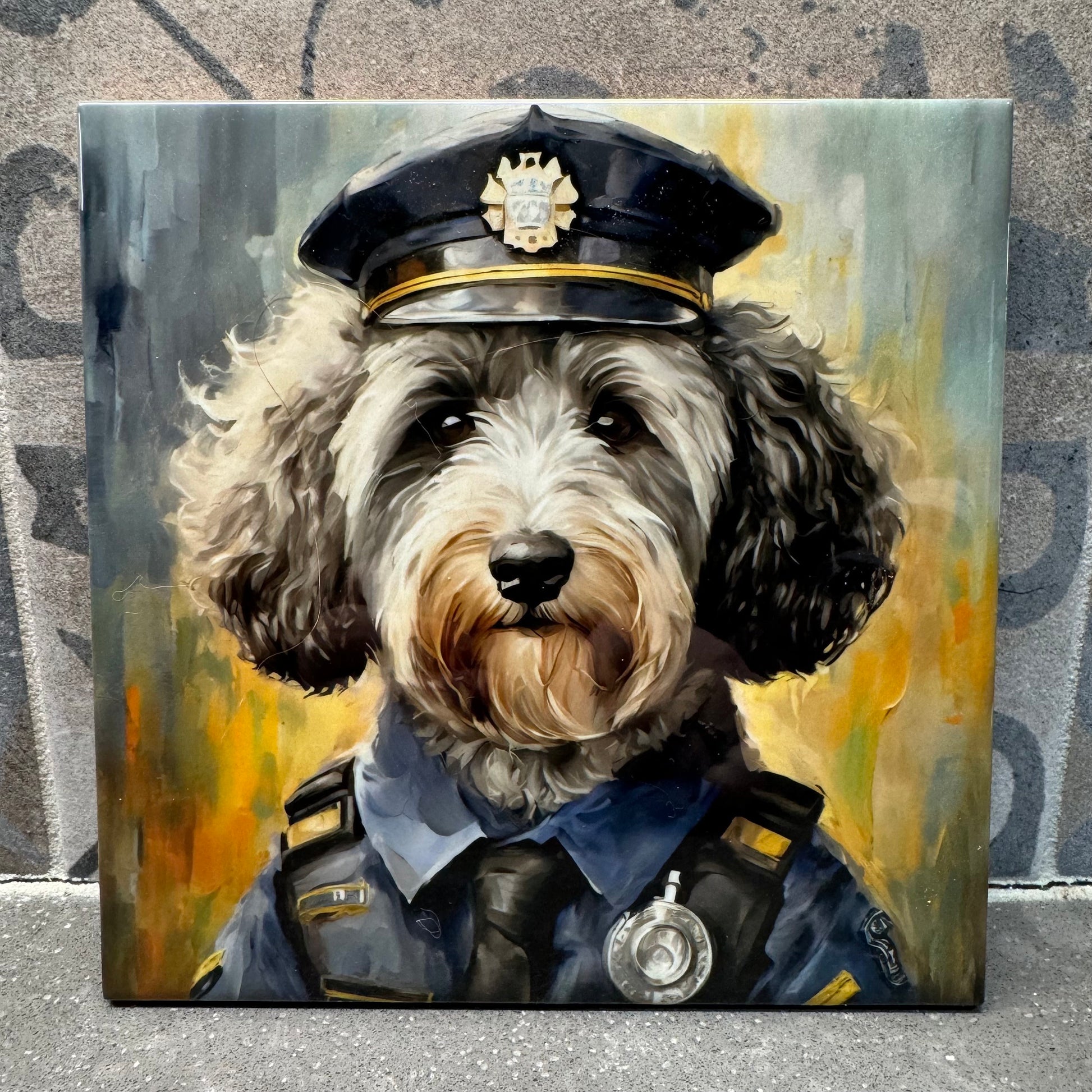 8 Designs! Doodle Police Officer. Trivet for Hot Dishes. 6"x6" Hot Plate. Doodle Decor. Doodle Art. Doodle gifts. Gifts for officers.