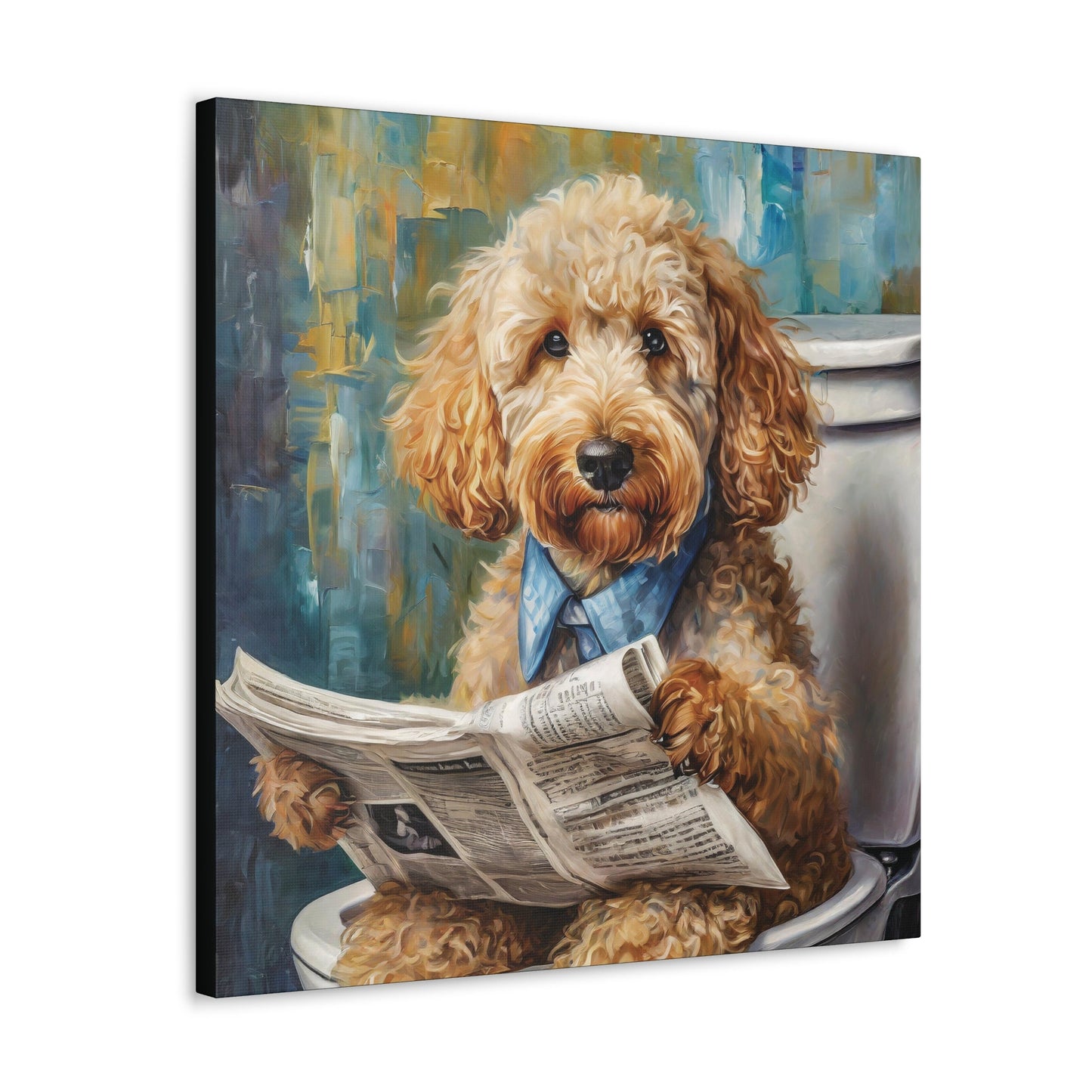 5 Designs! Frameless Canvas Print, Poopin' Doodle, 30x30, 24x24, 20x20, 16x16, Bathroom Picture, Bathroom Art, Gift for Dog Lovers, Dog Art