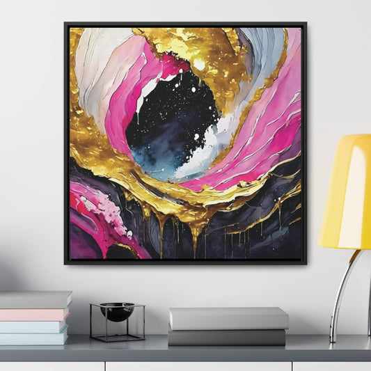 Canvas Print Wall Art Hot Pink and Gold Abstract Art, 30x30, 24x24, 20x20, 16x16, Gift for Art Lovers, Abstract Print Home Decor, Canvas Art