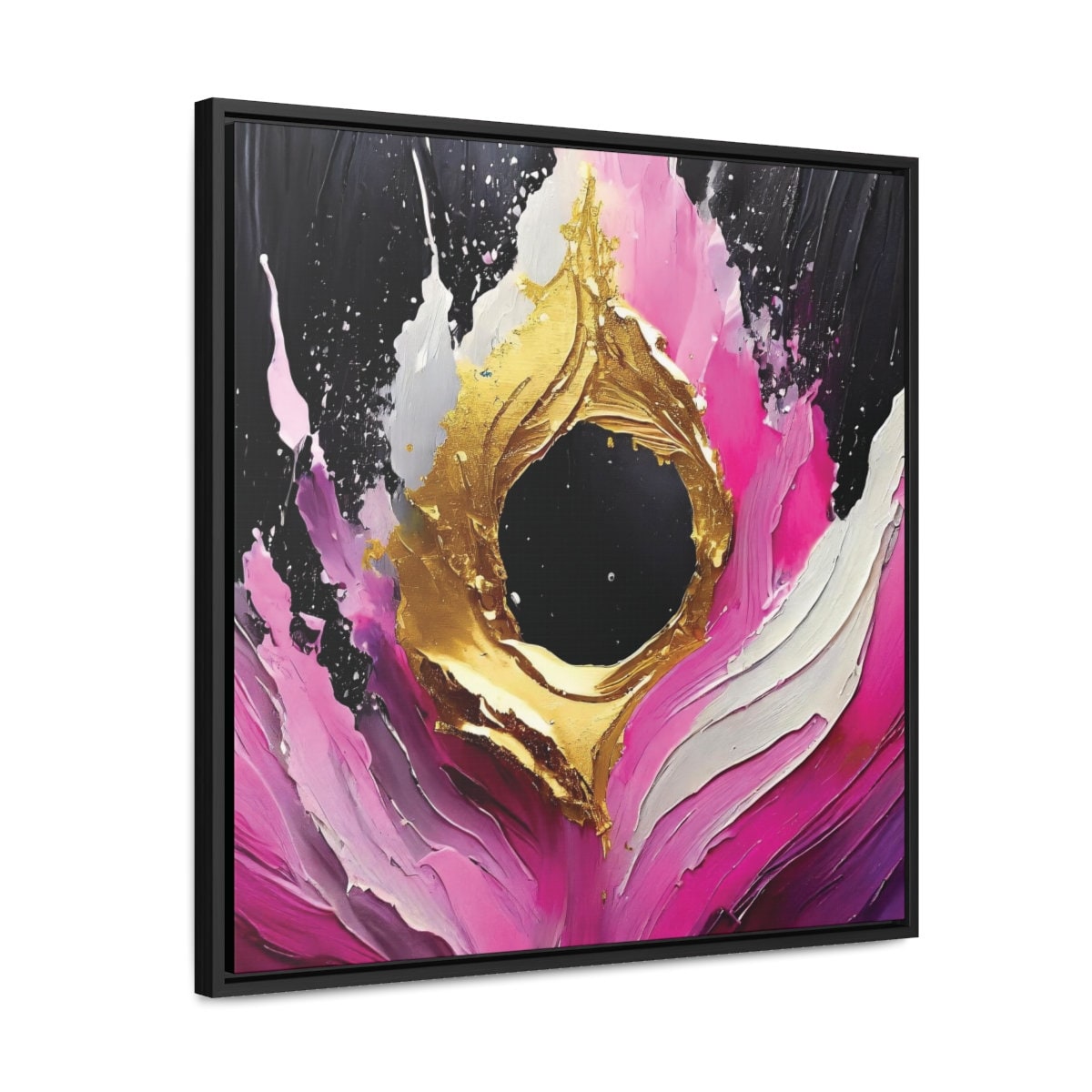 Canvas Print Wall Art Hot Pink and Gold Abstract Art, 30x30, 24x24, 20x20, 16x16, Gift for Art Lovers, Abstract Print Home Decor, Canvas Art