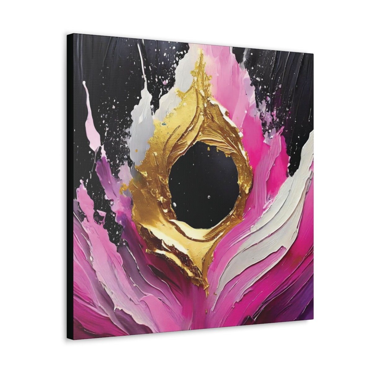 Canvas Print Wall Art Hot Pink and Gold Abstract Art, 30x30, 24x24, 20x20, 16x16, Gift for Art Lovers, Abstract Print Home Decor, Canvas Art